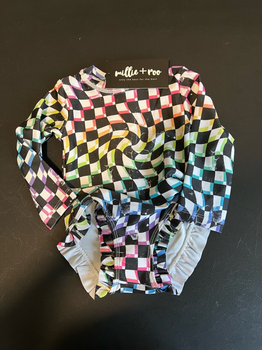 Millie And Roo Neon Dizzy Checks Rash Guard
